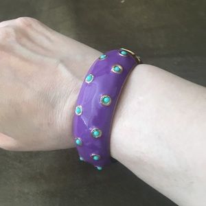 Purple & Gold Bangle with Turquoise Beads